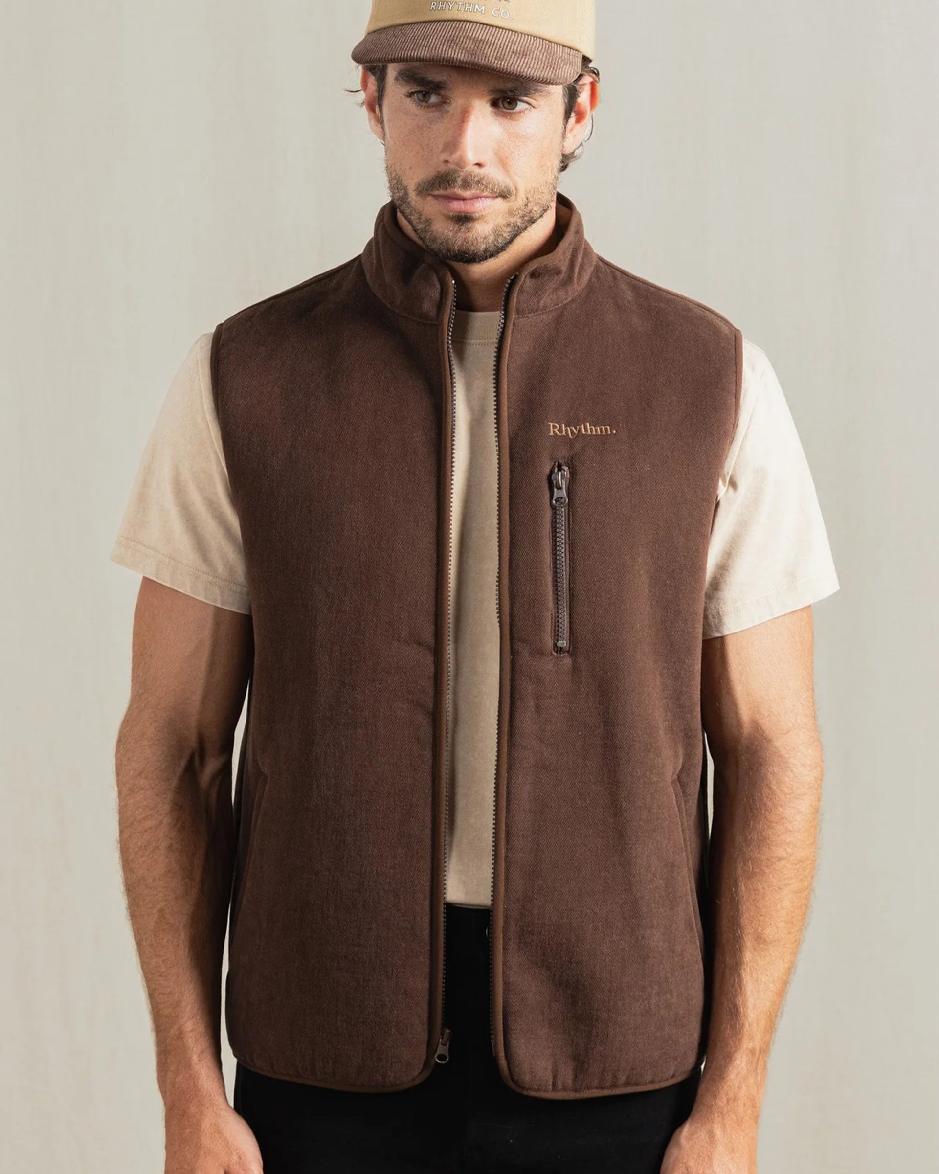 Rhythm Essential Canvas Vest - Tobacco
