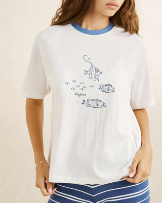 Rhythm Women's Fish Raglan T-Shirt - White