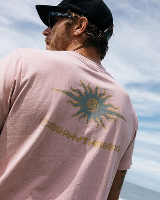 Rhythm Flame Printed Vintage Short Sleeve T-Shirt - Mauve