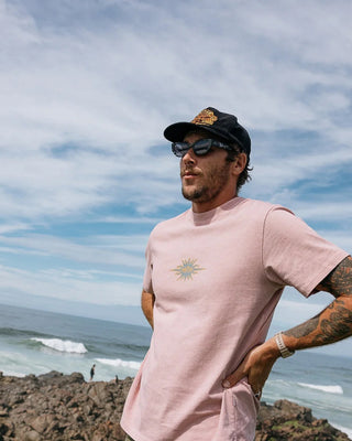 Rhythm Flame Printed Vintage Short Sleeve T-Shirt - Mauve