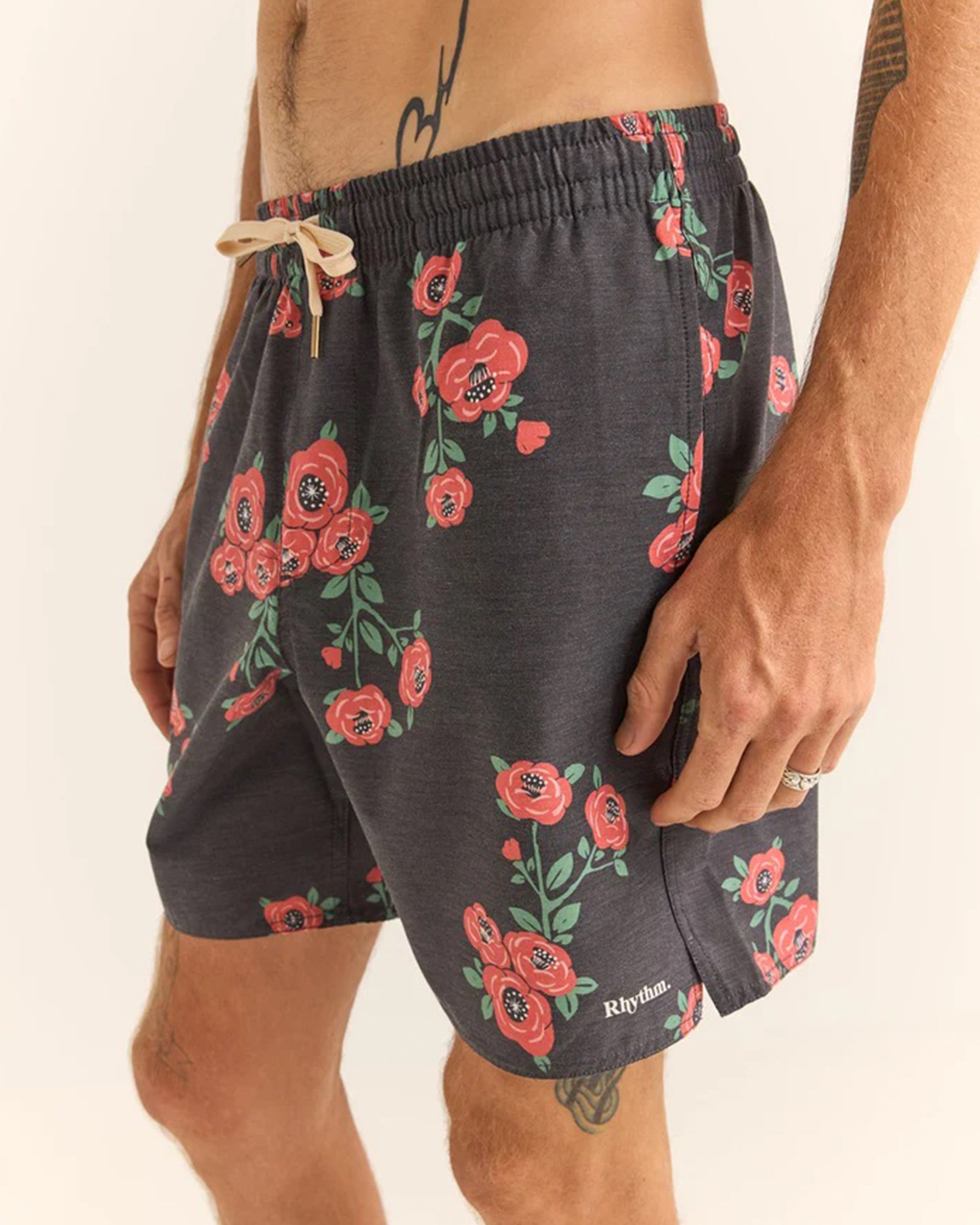 Rhythm Floral Beach Short - Vintage Black