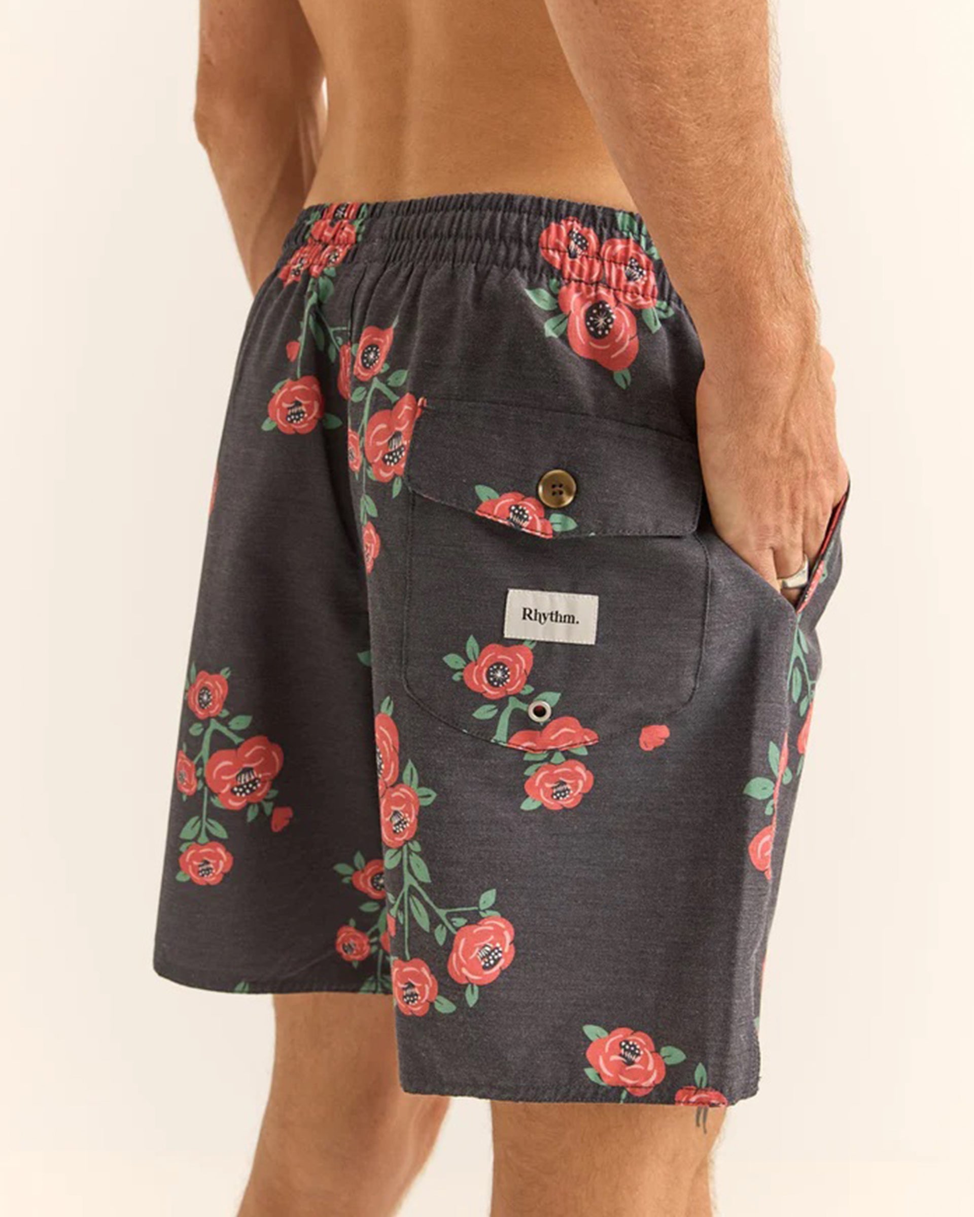 Rhythm Floral Beach Short - Vintage Black