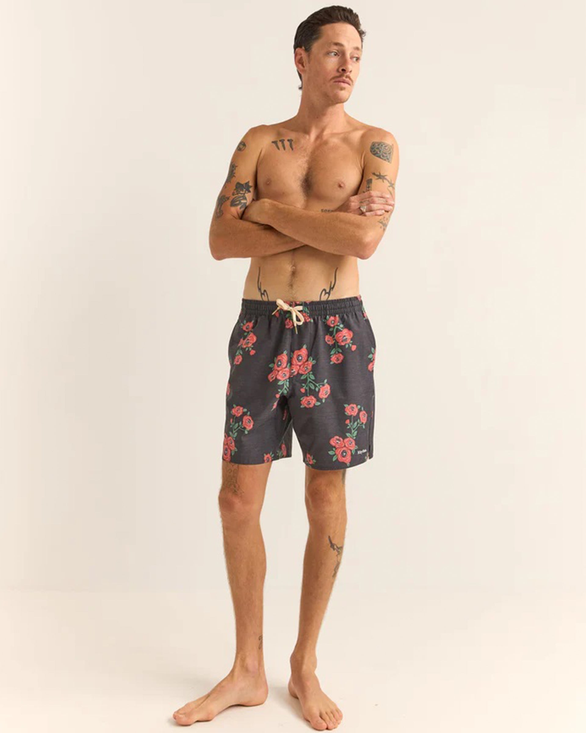 Rhythm Floral Beach Short - Vintage Black