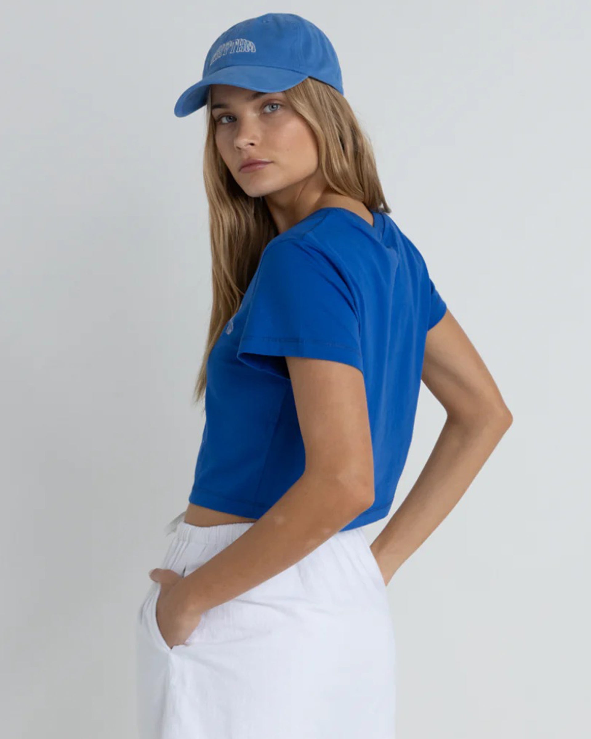 Rhythm Women's Rhythm Flower Crop Crew Short Sleeve T-Shirt - Blue