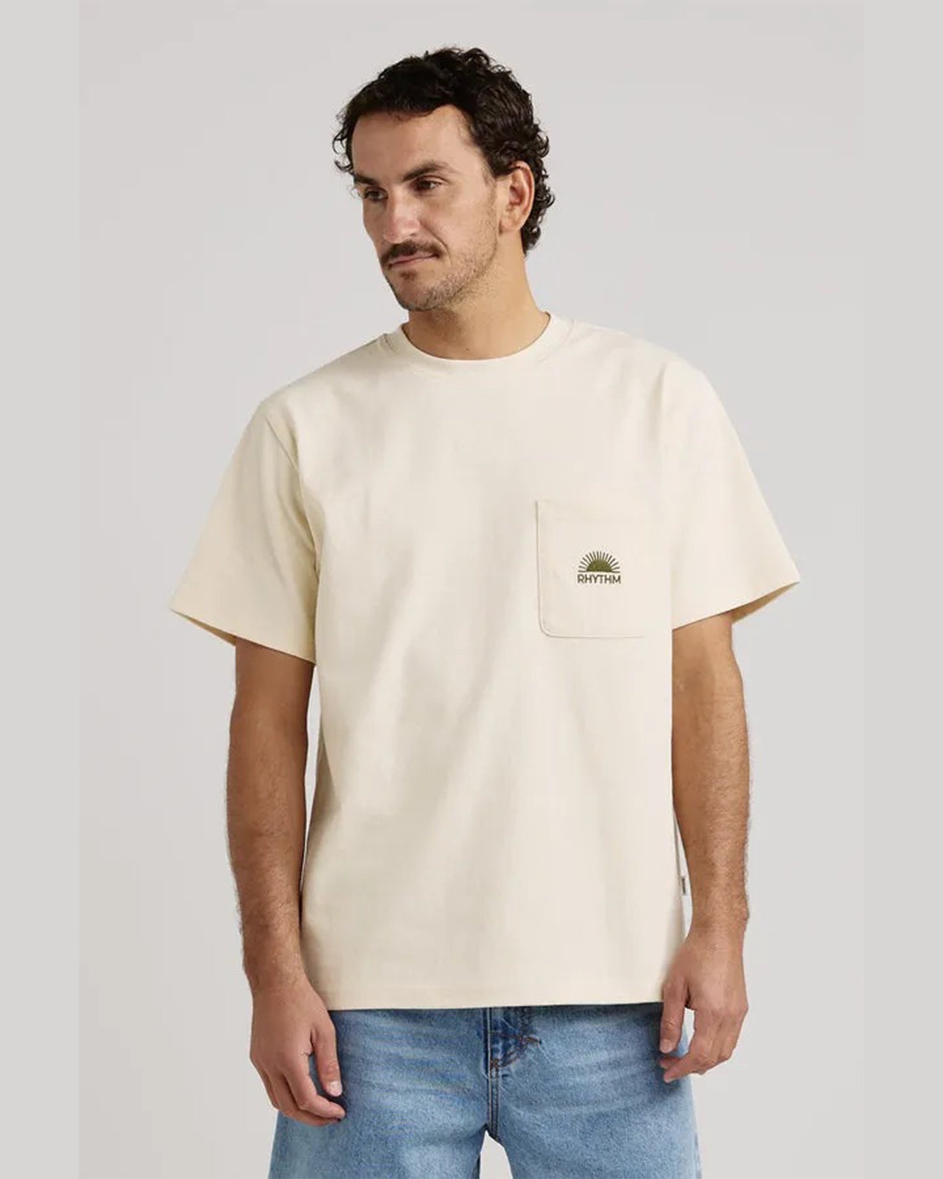 Heavy Vintage Pocket Emblem S/S T-Shirt - Natural