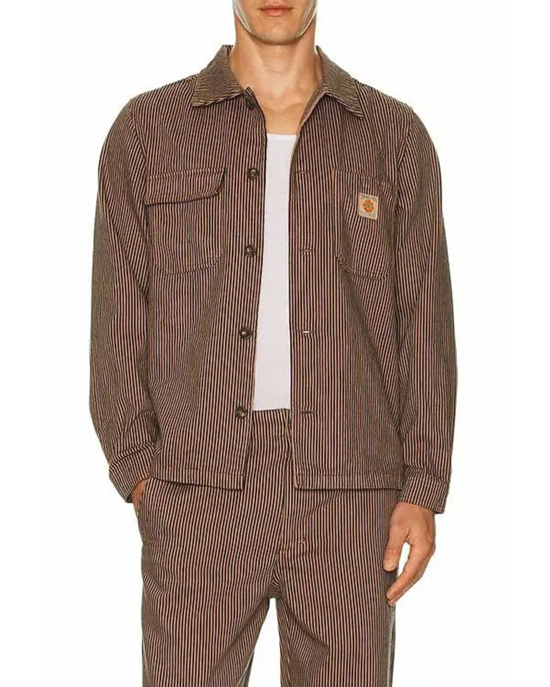 Rhythm Hickory Stripe Work Shirt - Cedar