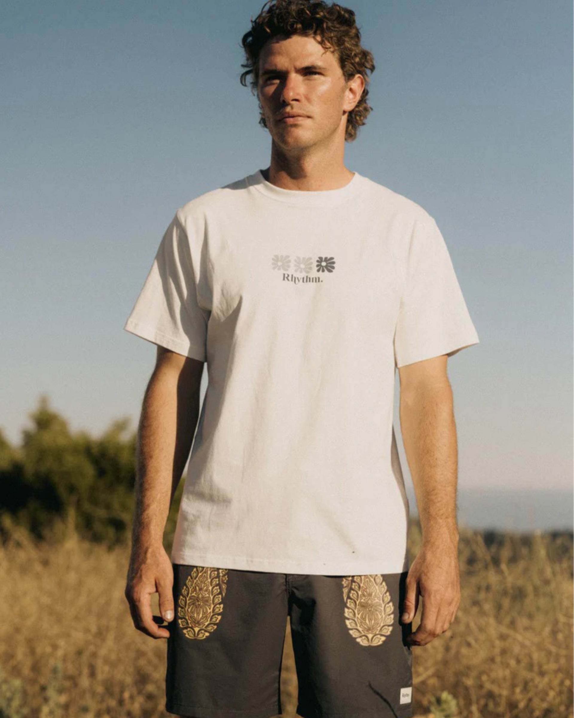 Rhythm High Beaming Vintage Short Sleeve T-Shirt - Off White