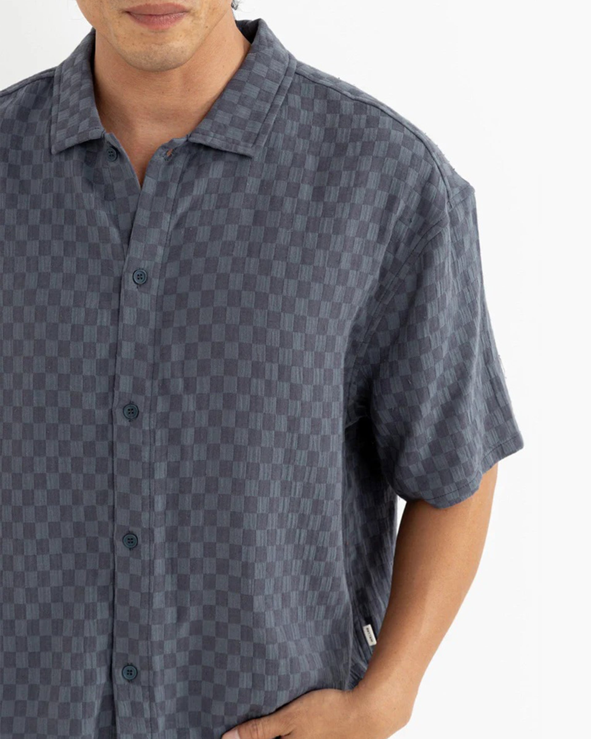 Rhythm Leads Relaxed Check Short Sleeve Shirt - Blue Sea