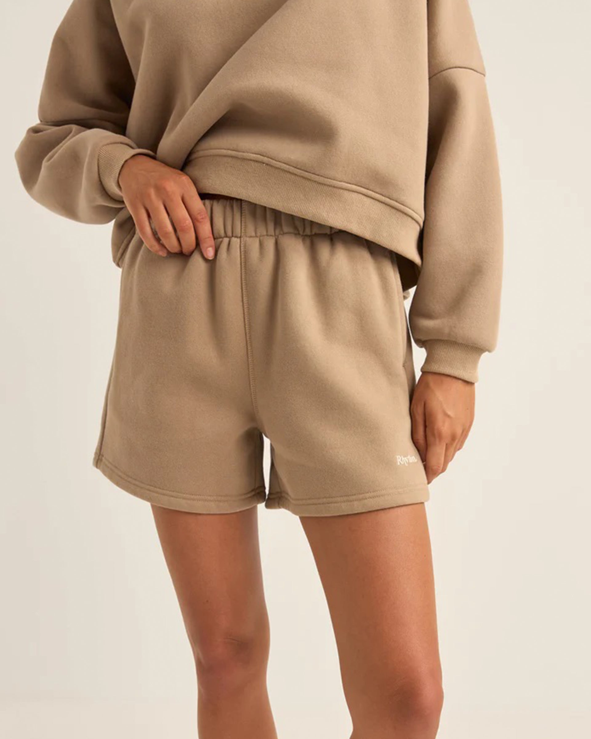 Rhythm Women's Logo Fleece Shorts - Taupe