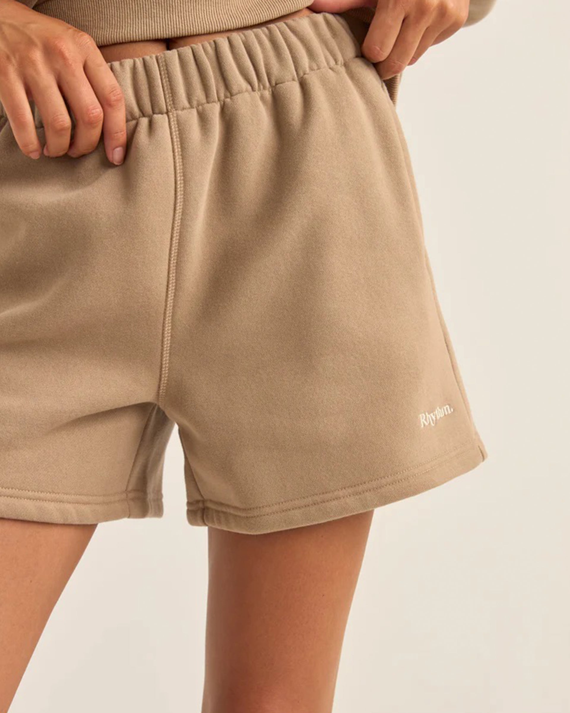 Rhythm Women's Logo Fleece Shorts - Taupe