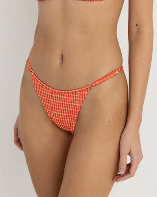 Lola Check Adjustable Side Hi Cut String Pant - Red