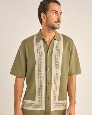 Rhythm Loma Knitted Short Sleeve Shirt - Sage