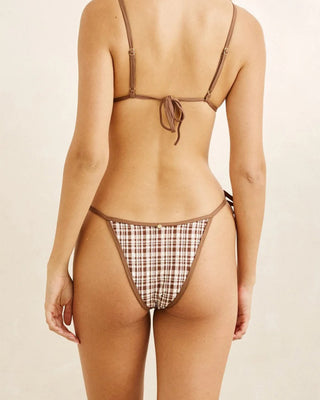Rhythm Women's London Check Tie Side Hi Cut Pant - Chocolate