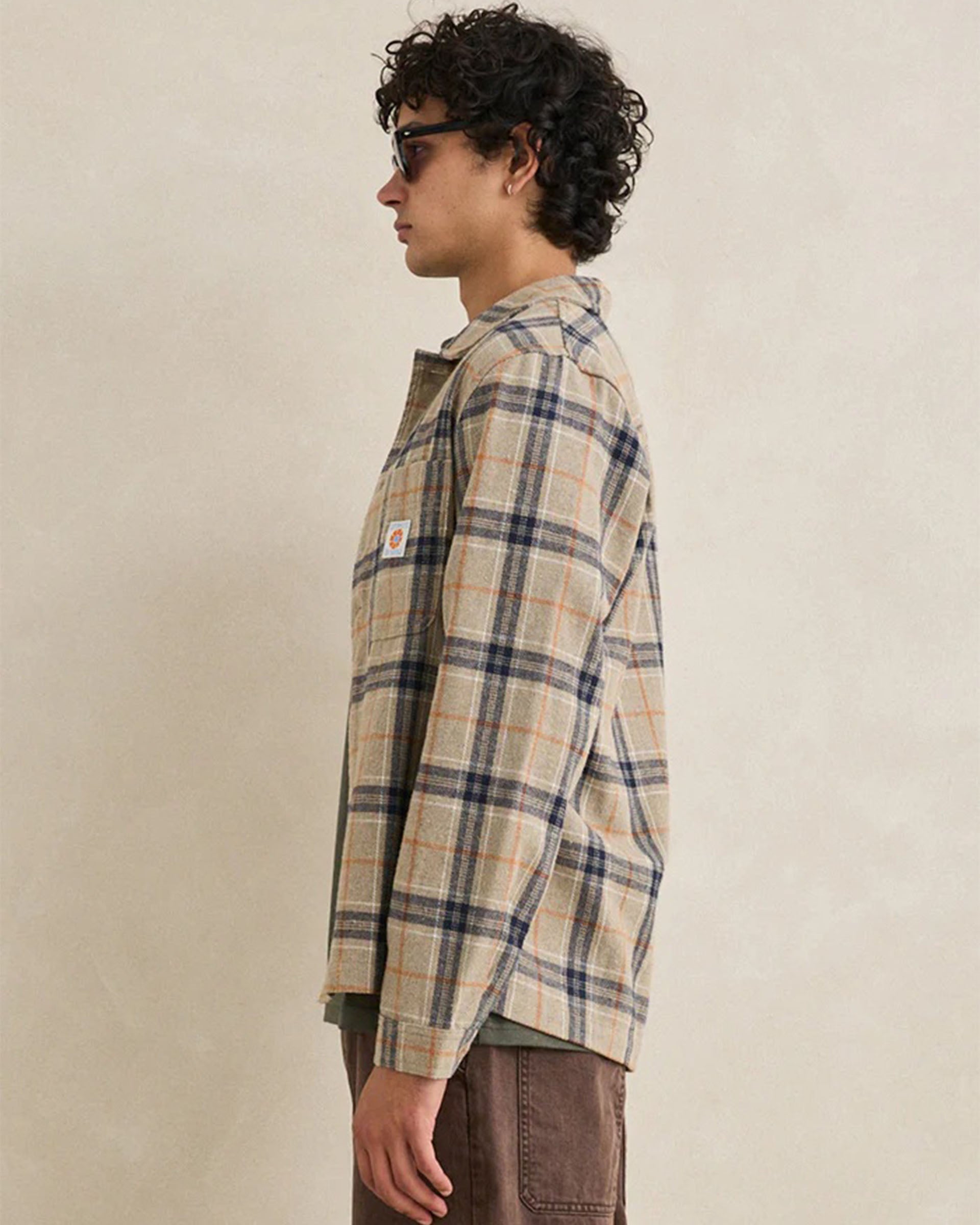 Rhythm Oscar Check Long Sleeve Shirt - Stone