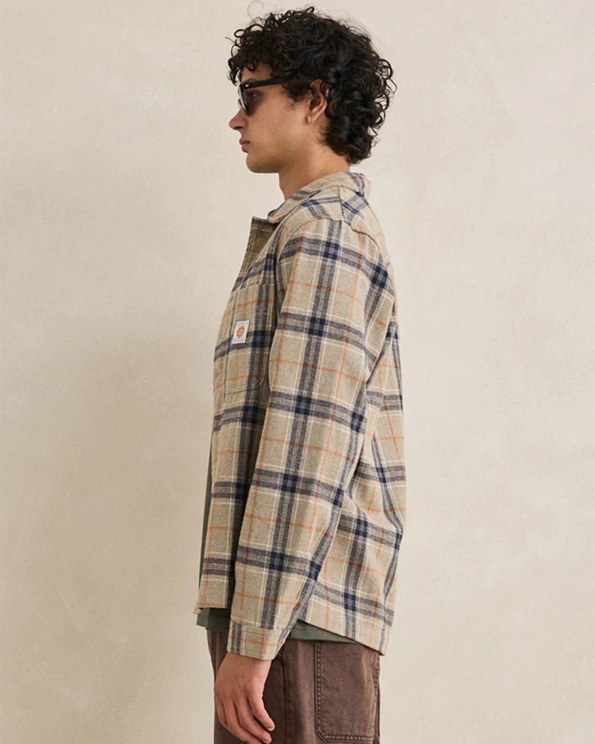 Rhythm Oscar Check Long Sleeve Shirt - Stone