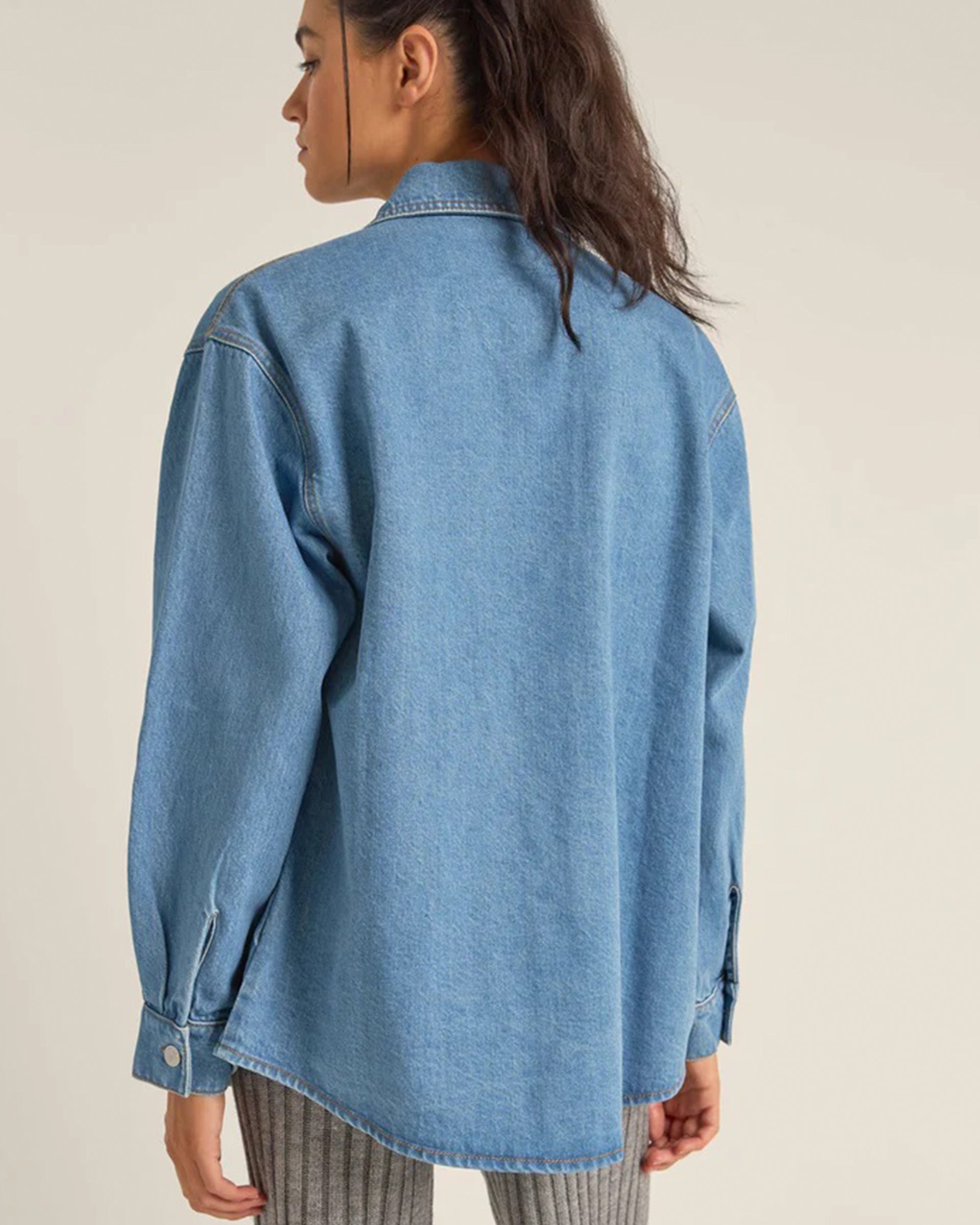 Rhythm Women's Oversized Denim Shacket - Washed Blue