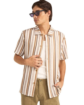 Rhythm Paisley Stripe Short Sleeve Shirt - Cedar