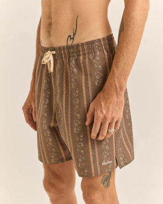 Rhythm Paisley Stripe Beach Short - Tobacco