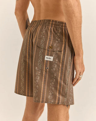 Rhythm Paisley Stripe Beach Short - Tobacco