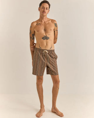 Rhythm Paisley Stripe Beach Short - Tobacco