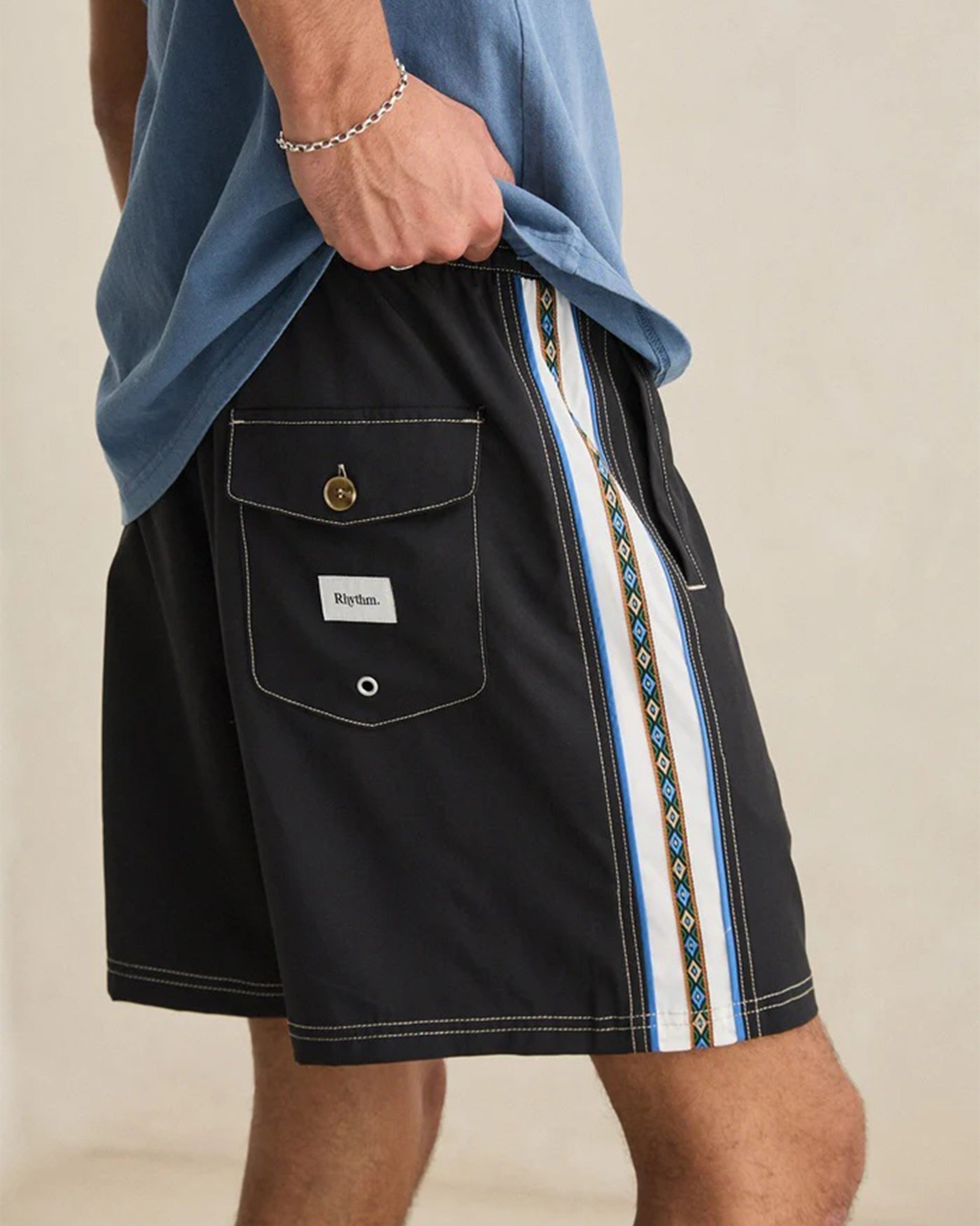 Panel Stripe Beach Short - Black – Jack's Surfboards