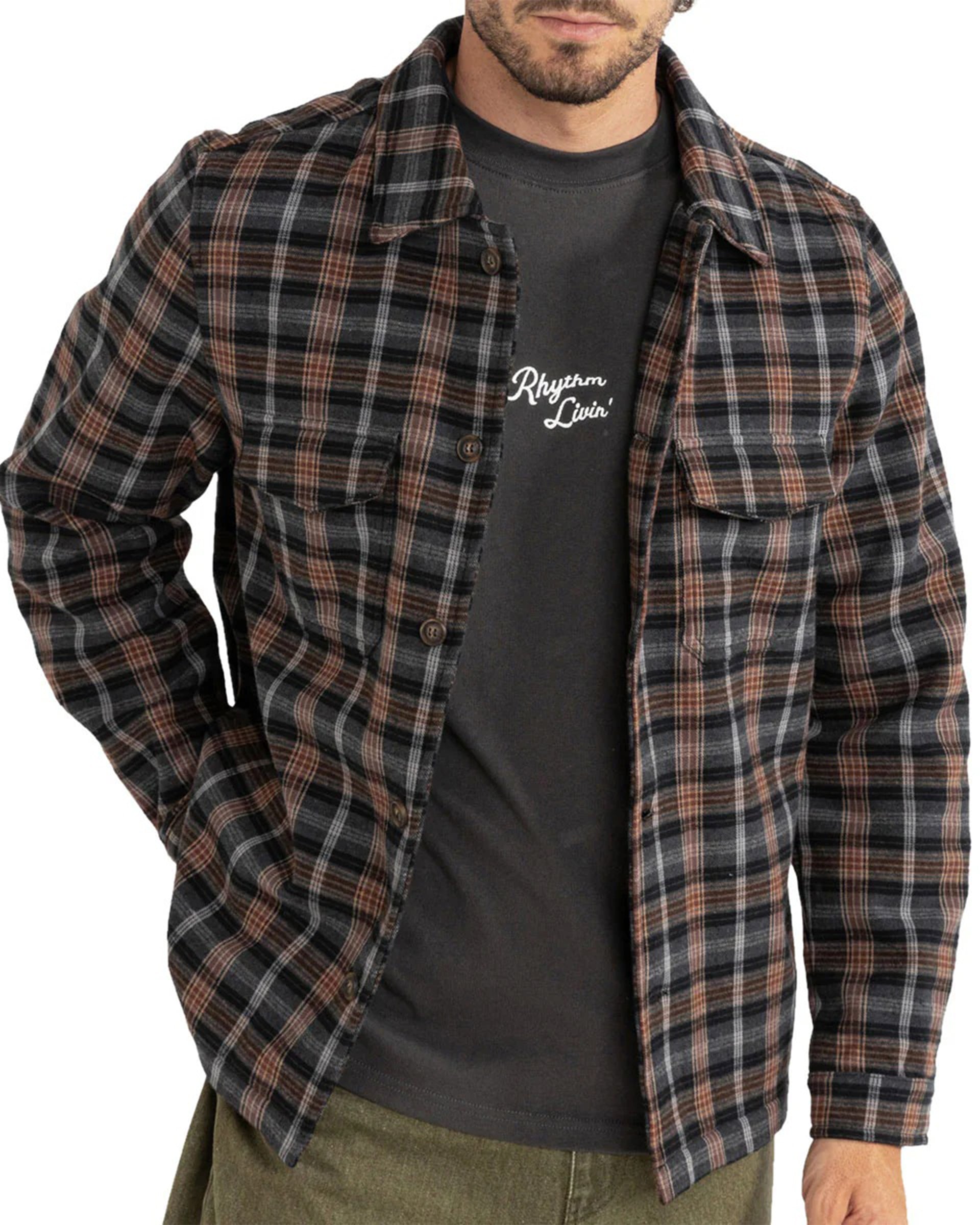 Rhythm Polar Bond Long Sleeve Flannel - Charcoal