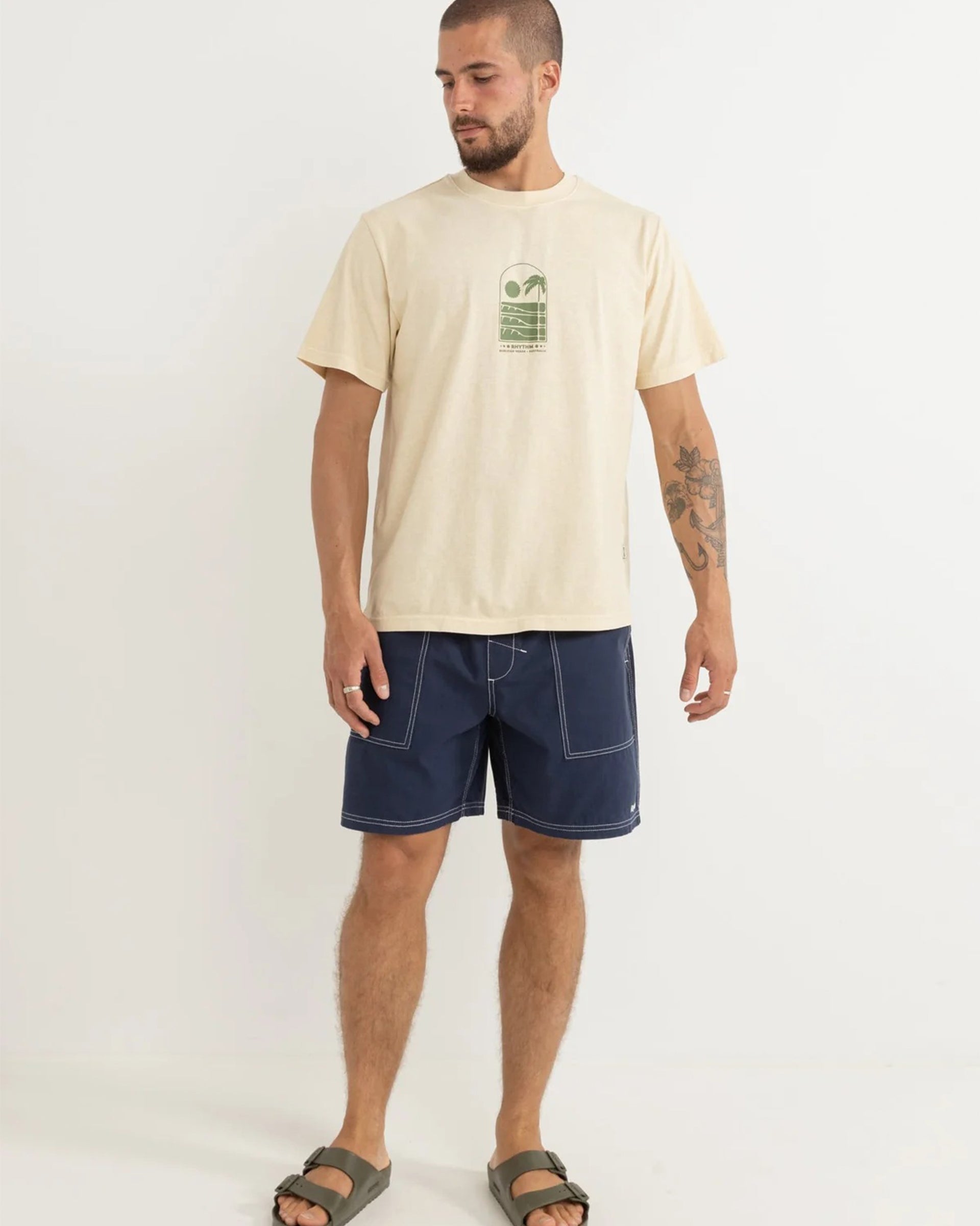 Rhythm Portal Vintage Short Sleeve T-Shirt - Natural