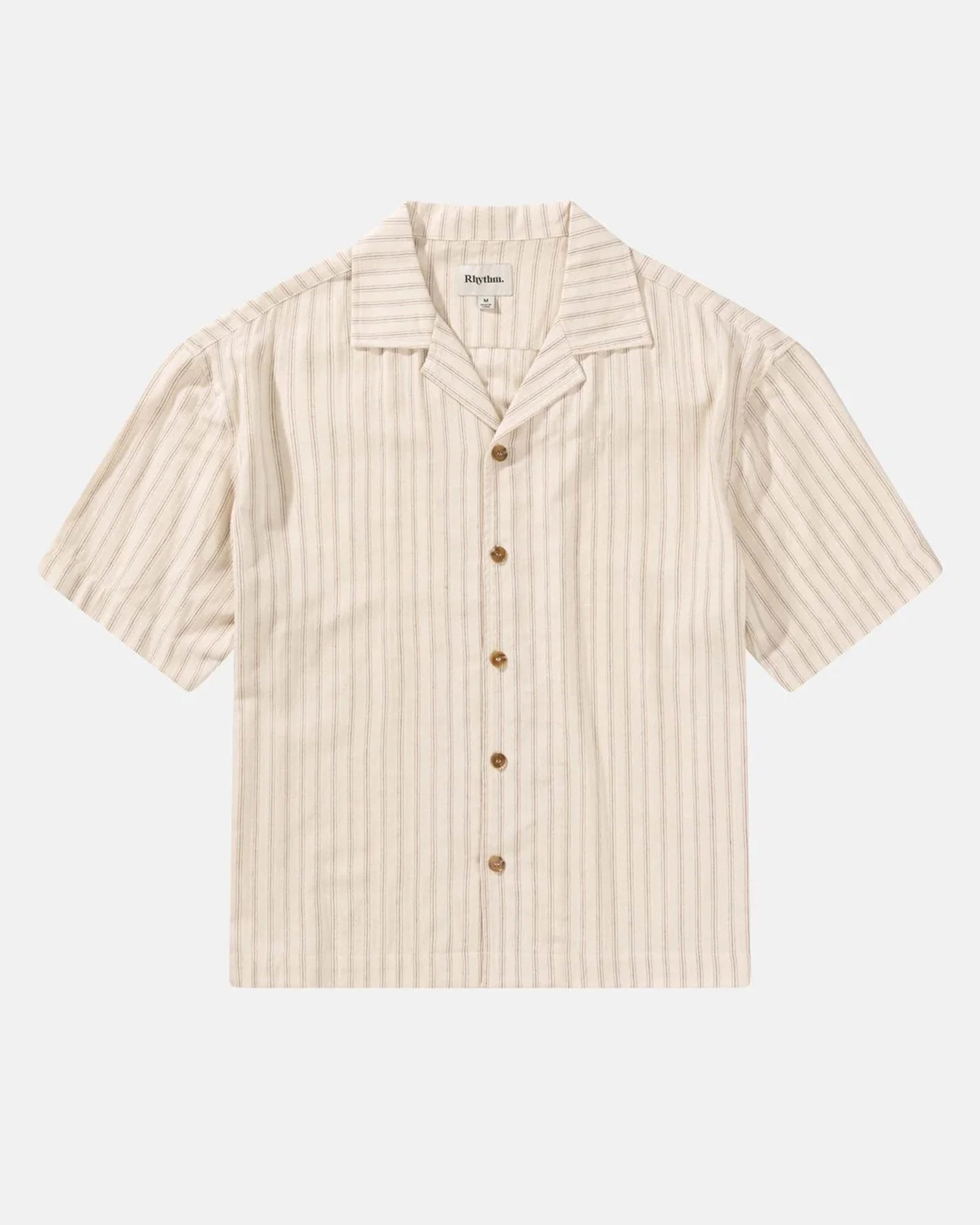 Rhythm Relaxed Stripe Short Sleeve Shirt - Natural