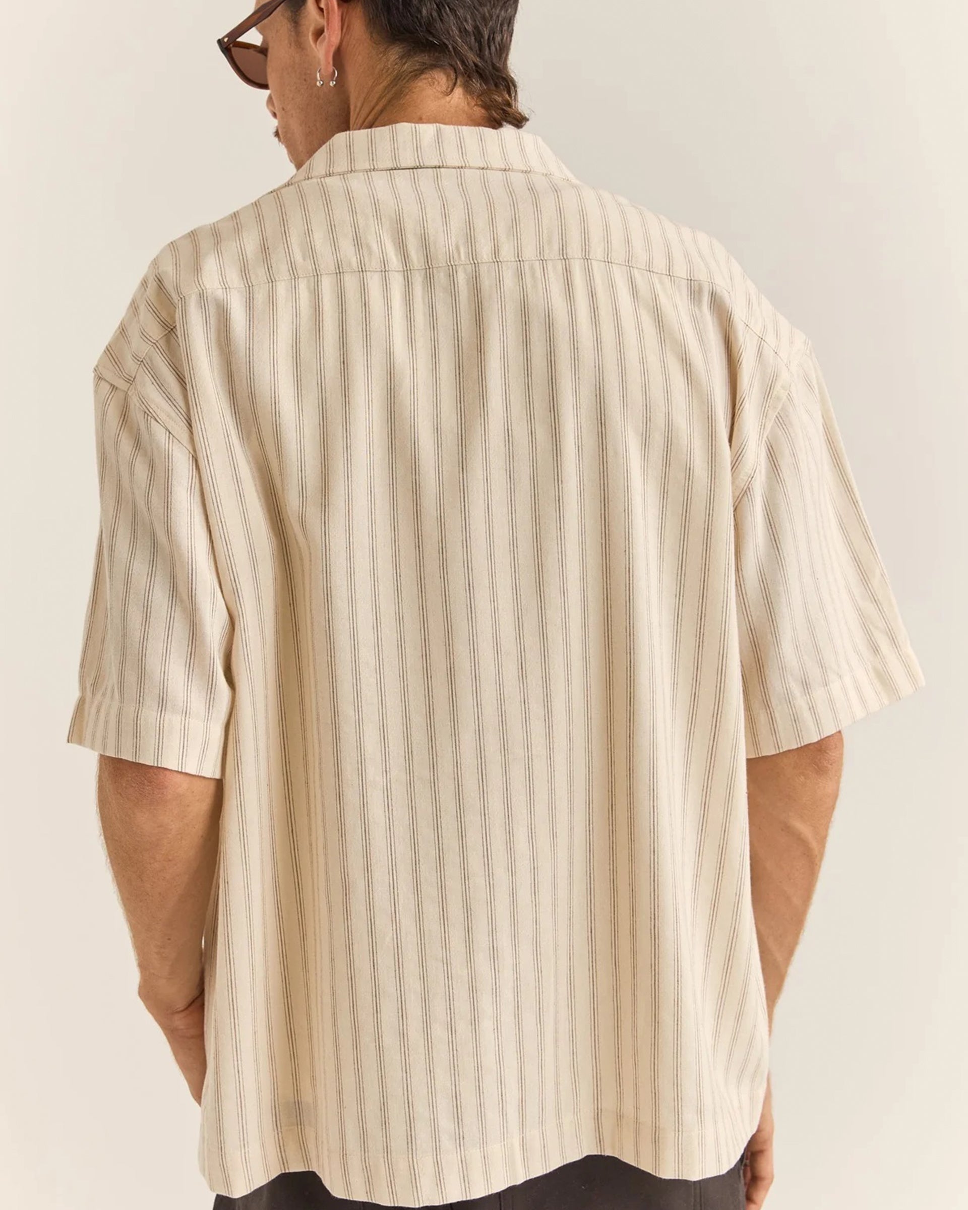 Rhythm Relaxed Stripe Short Sleeve Shirt - Natural