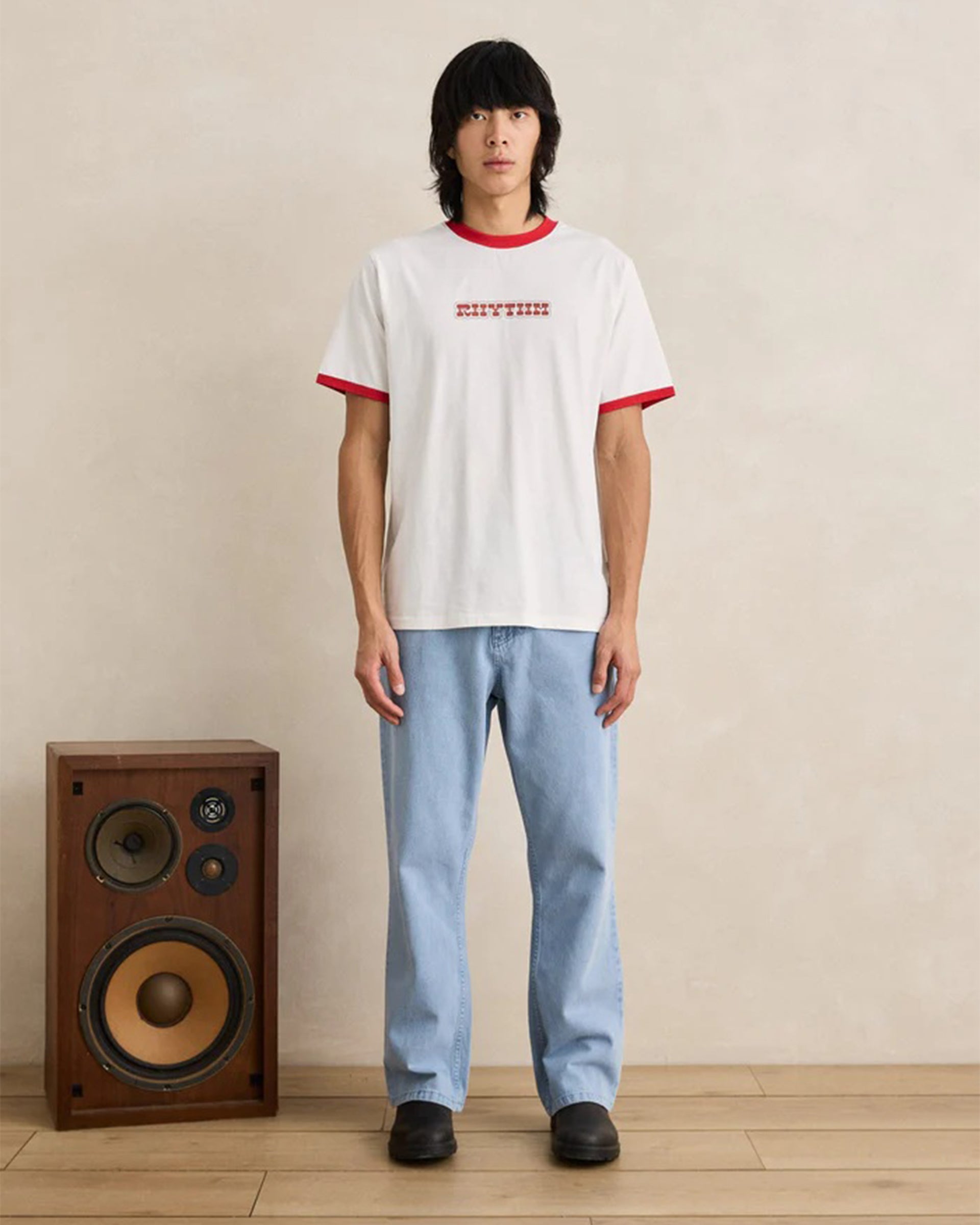 Rhythm Rosa Ringer Vintage Short Sleeve T-Shirt - White