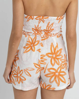 Rhythm Women's Sanctuary Floral Strapless Romper - White
