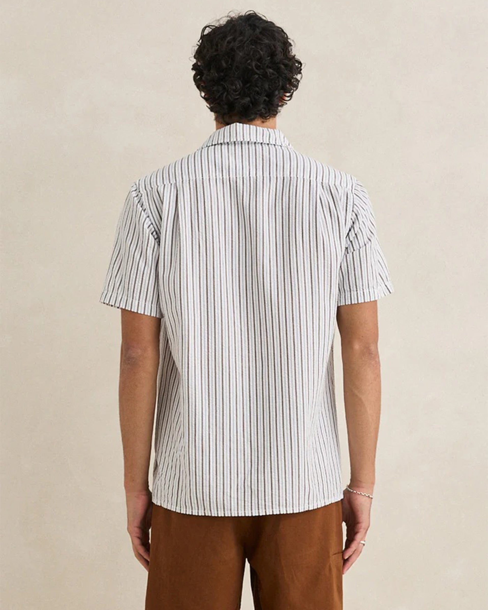 Rhythm Seersucker Stripe Short Sleeve Shirt - Cedar