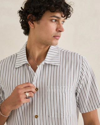 Rhythm Seersucker Stripe Short Sleeve Shirt - Cedar