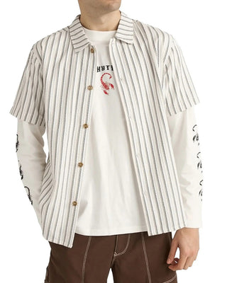 Rhythm Seersucker Stripe Short Sleeve Shirt - White