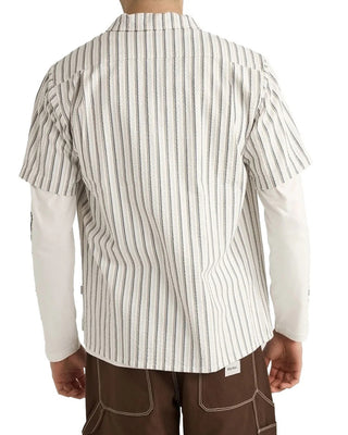 Rhythm Seersucker Stripe Short Sleeve Shirt - White