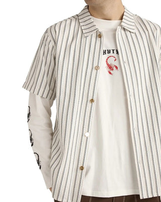Rhythm Seersucker Stripe Short Sleeve Shirt - White