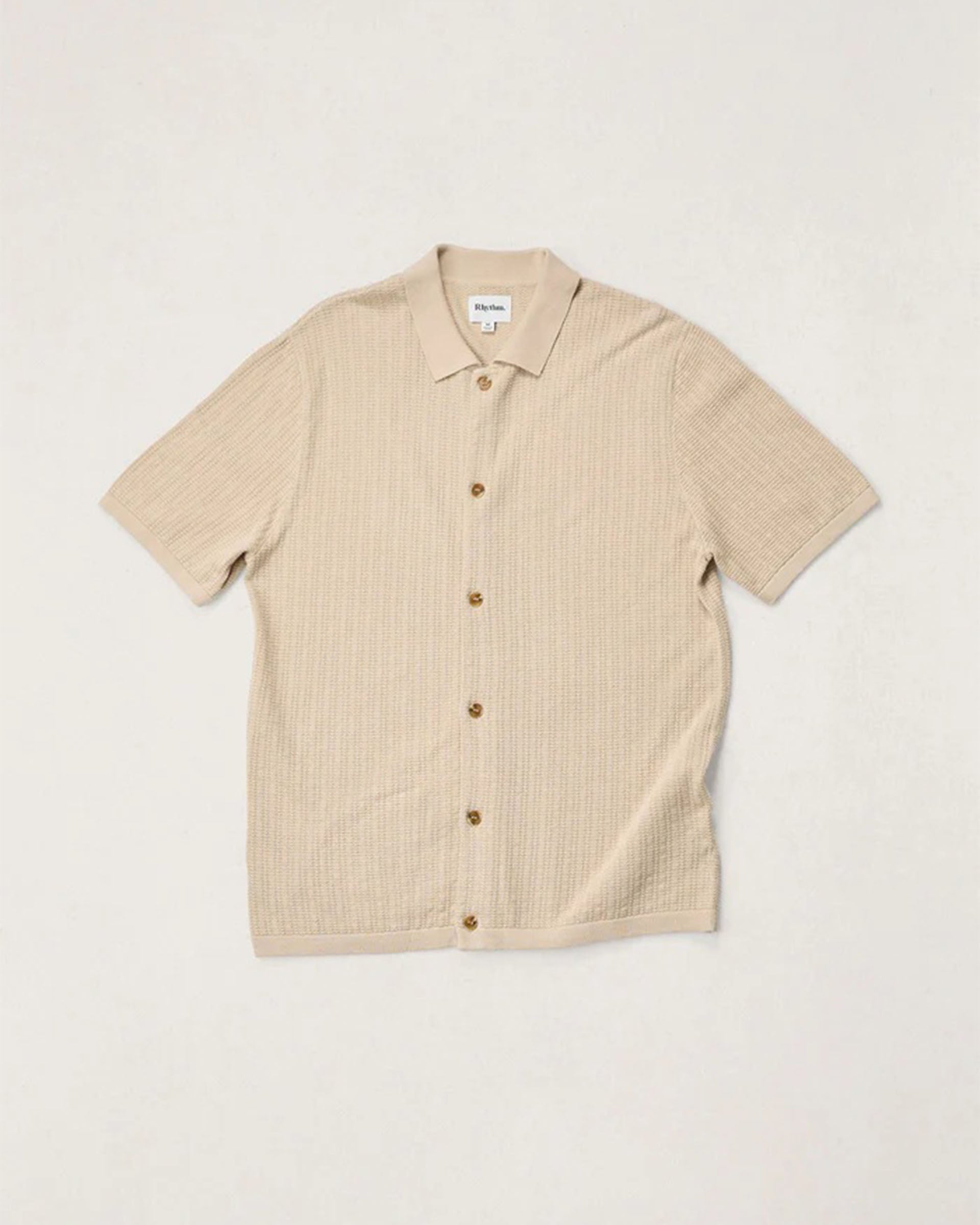 Rhythm Textured Knit Shirt Sleeve Shirt - Stone