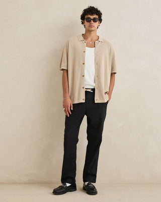 Rhythm Textured Knit Shirt Sleeve Shirt - Stone