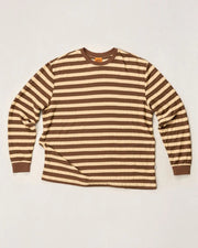 Rhythm Textured Stripe Long Sleeve T-Shirt - Brown
