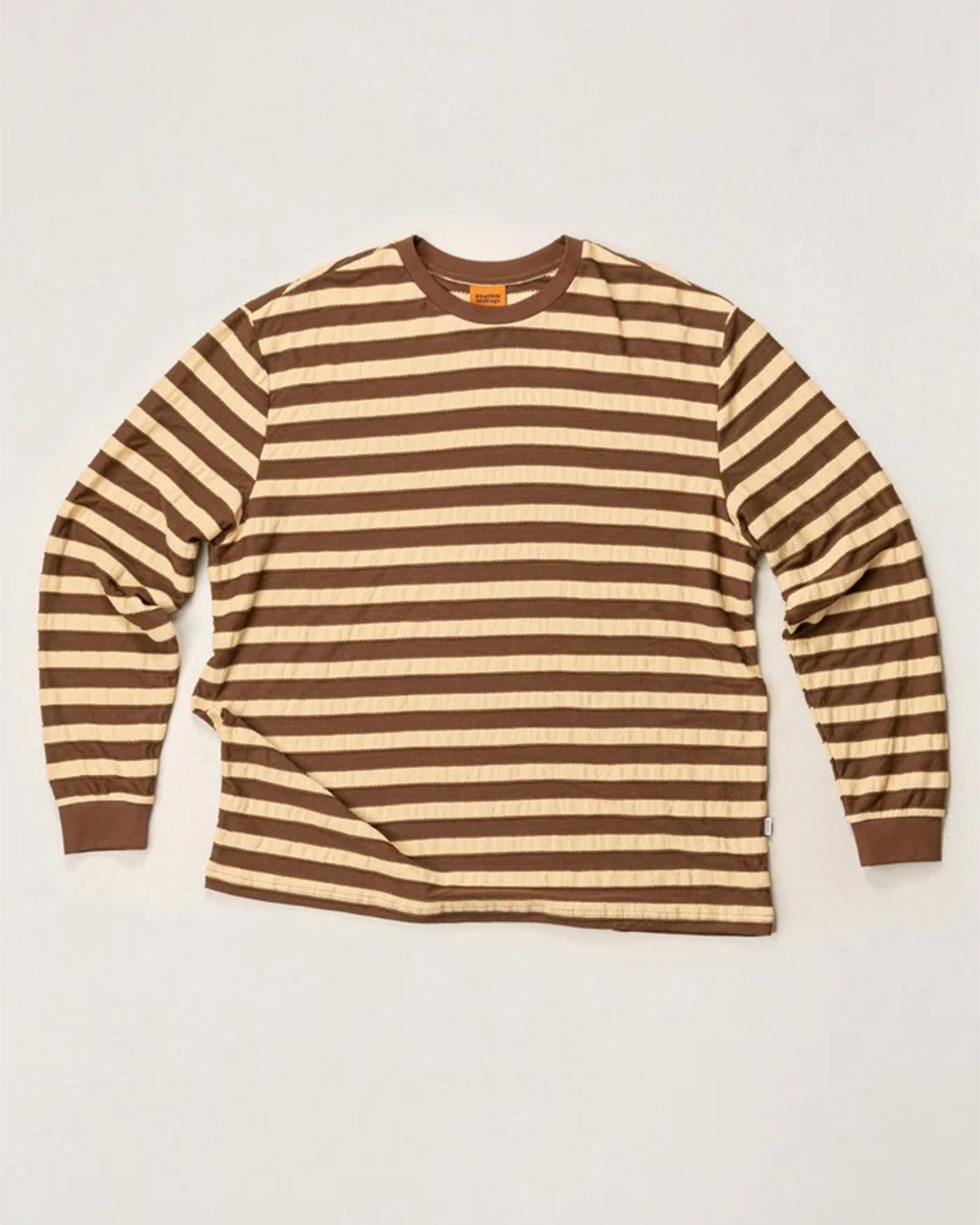 Rhythm Textured Stripe Long Sleeve T-Shirt - Brown