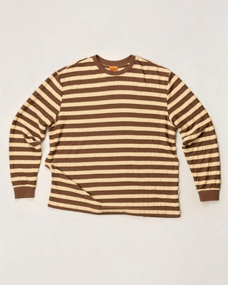 Rhythm Textured Stripe Long Sleeve T-Shirt - Brown