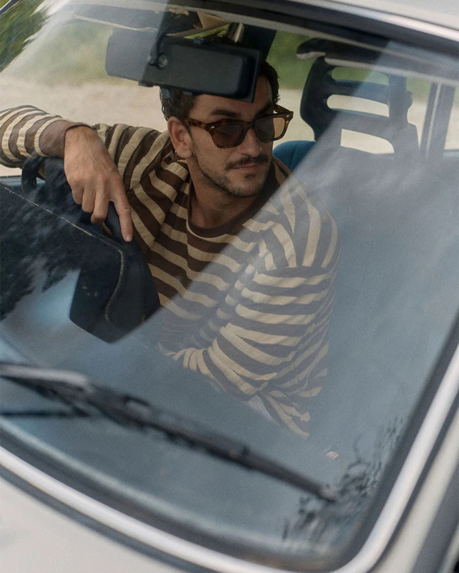 Rhythm Textured Stripe Long Sleeve T-Shirt - Brown