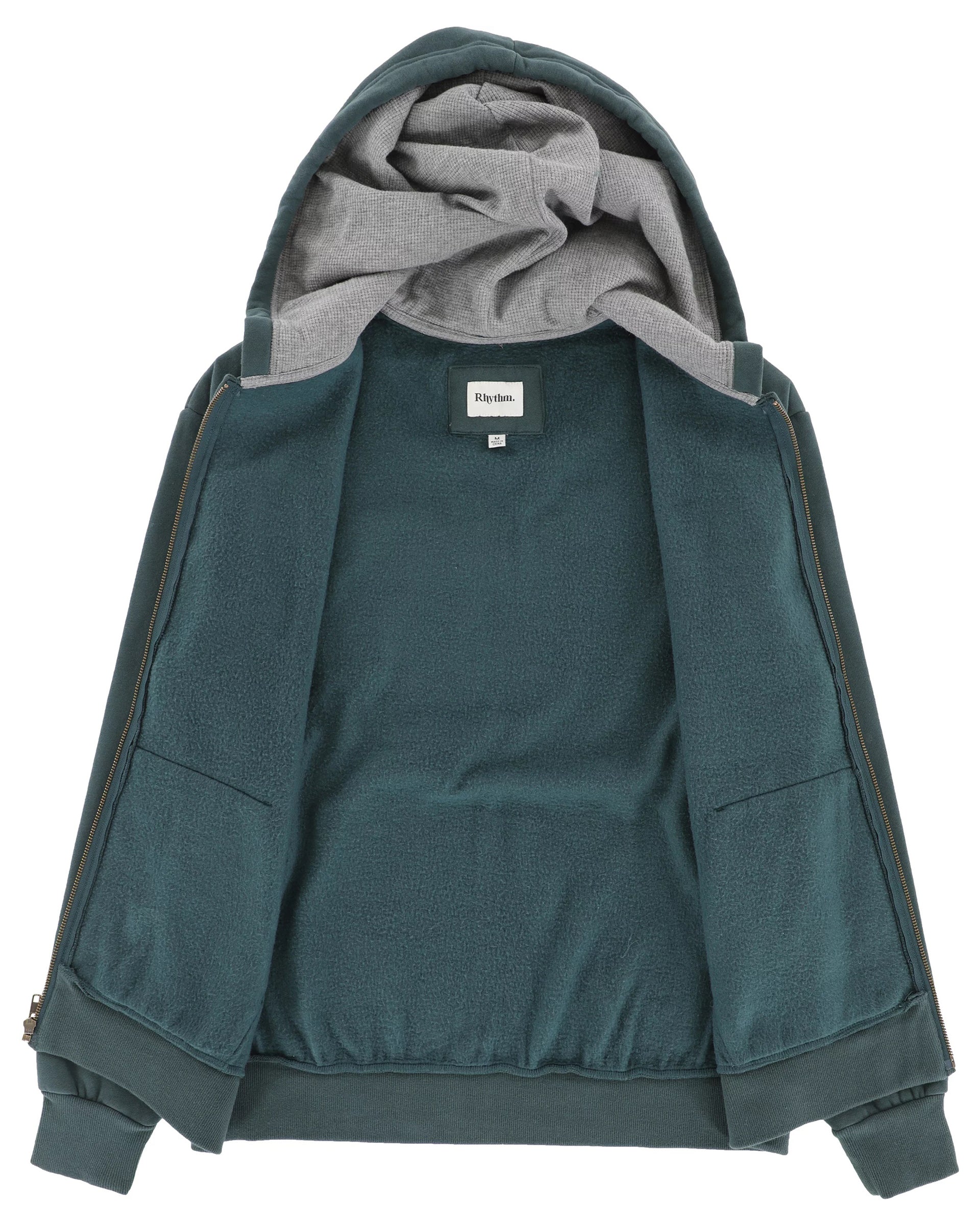 Rhythm Thermal Fleece Zip Hoodie - Dark Pine
