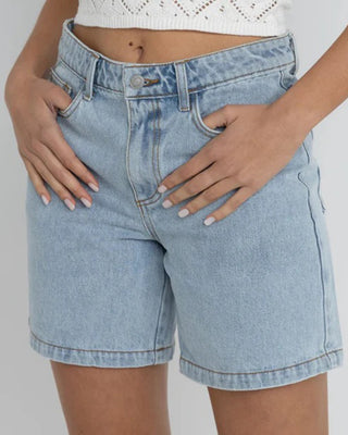 Rhythm Women's Tour Denim Bermuda Shorts - Light Blue