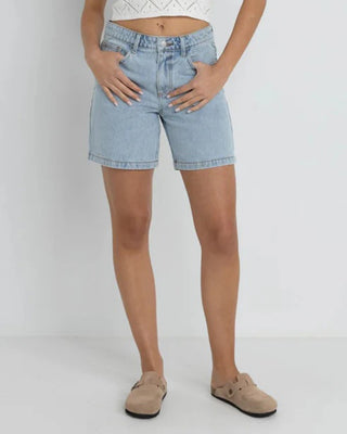 Rhythm Women's Tour Denim Bermuda Shorts - Light Blue