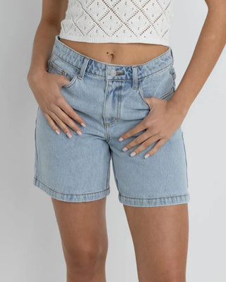 Rhythm Women's Tour Denim Bermuda Shorts - Light Blue