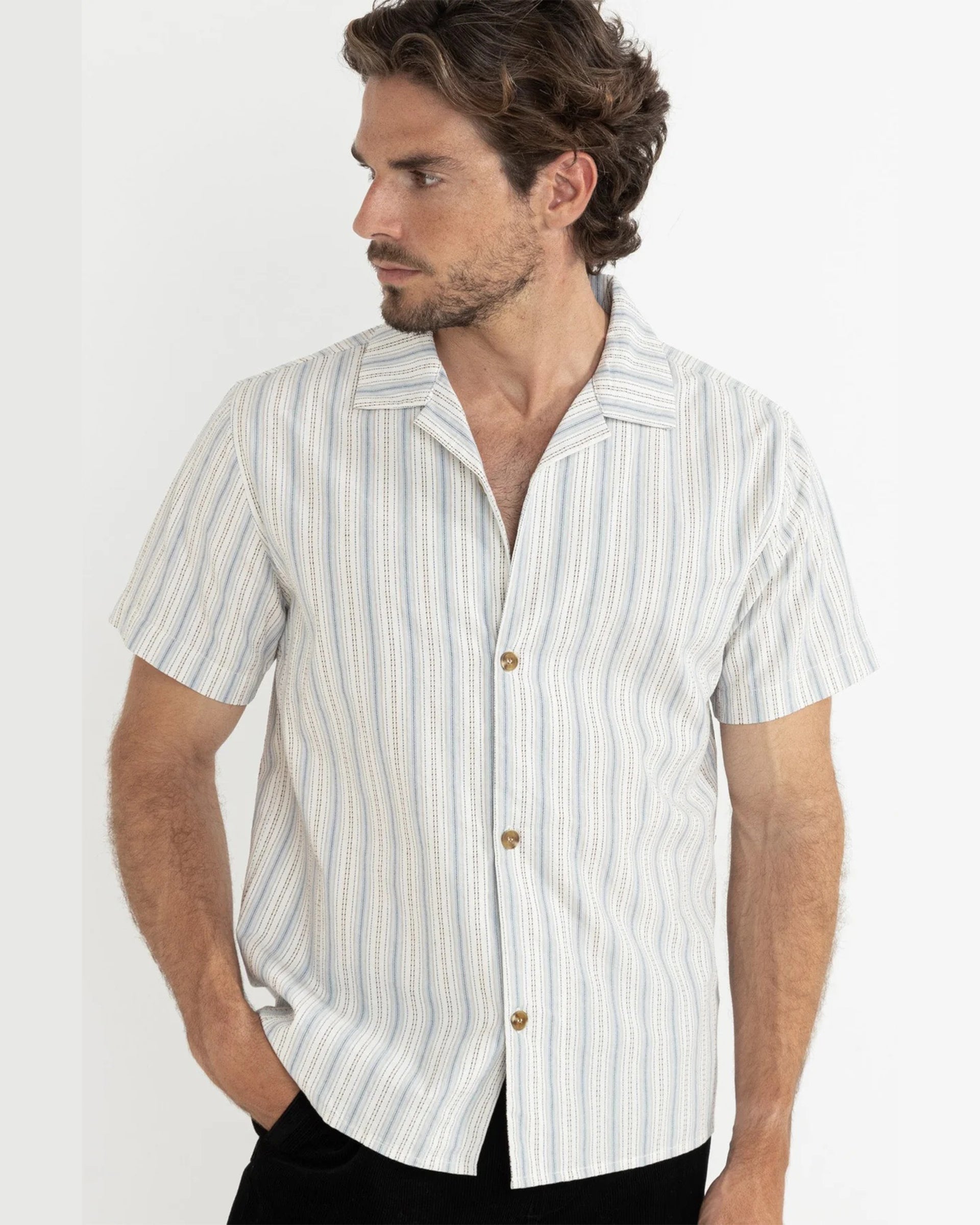 Vacation Stripe S/S Shirt - Natural