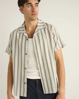 Rhythm Vacation Stripe Short Sleeve Shirt - Fern