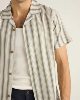 Rhythm Vacation Stripe Short Sleeve Shirt - Fern