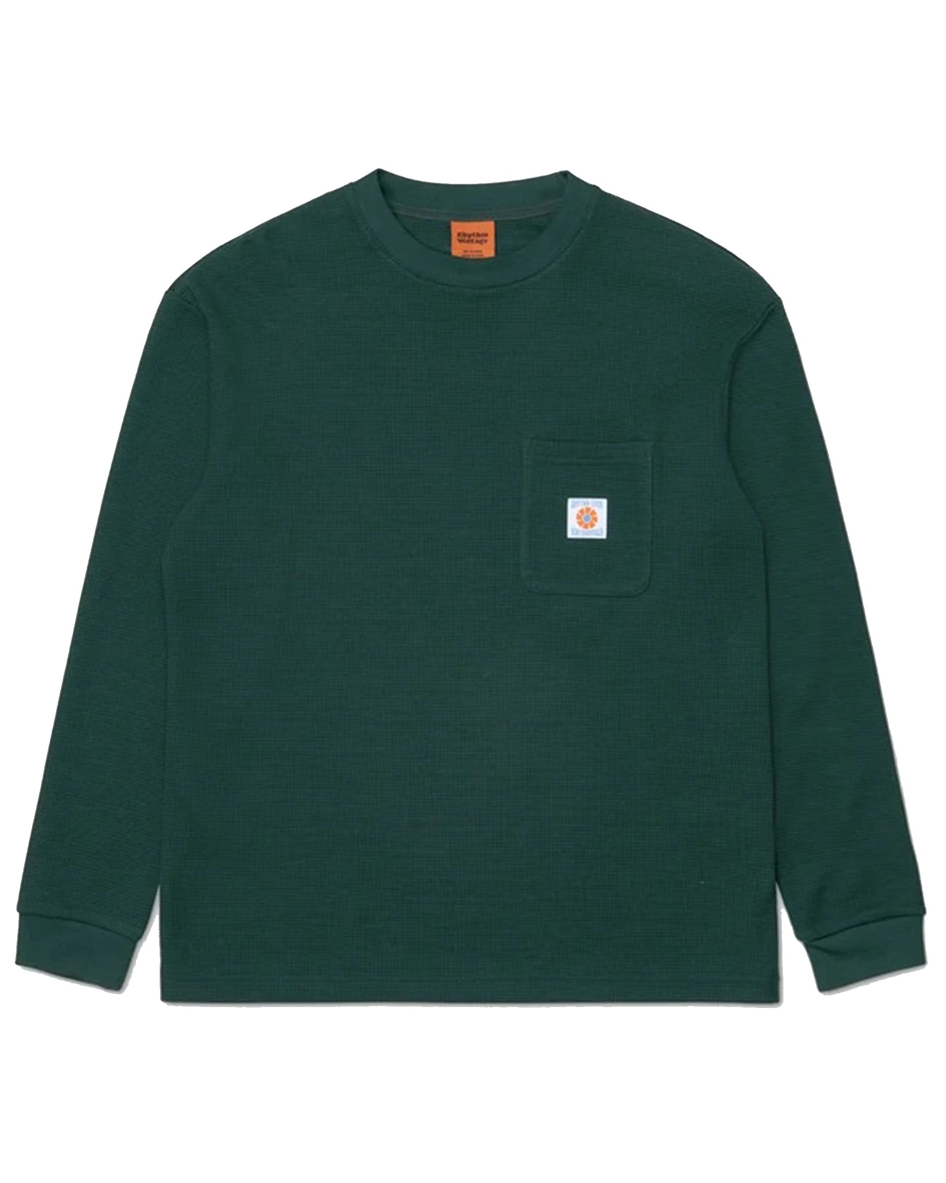 Rhythm Vintage Pocket Long Sleeve Waffle Shirt - Pine